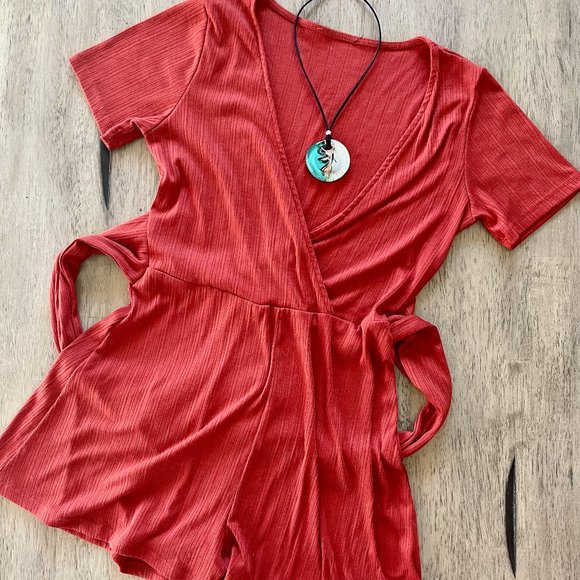 Pants - Soft Rust Stretch Romper Shorts Small S